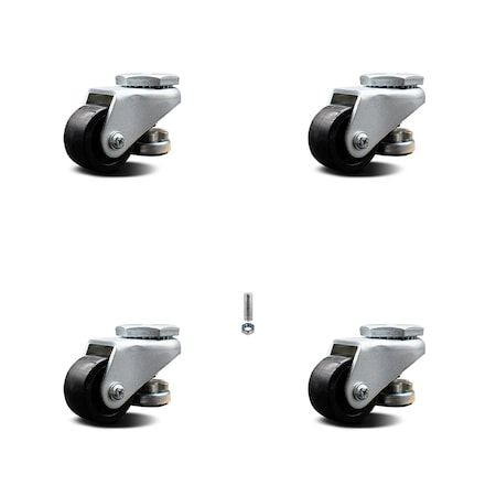 Service Caster Nylon Swivel TS Caster w/2" Black Wheel and M8 x 1.75mm x 18mm Stems, 4PK SCC-TSLV20S50-NYR-220-ZC-4